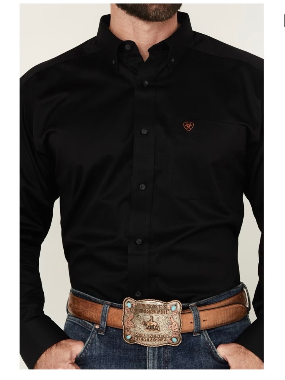 Ariat Men's solid twill long sleeve Black Button-Down Western Shirt size XXL